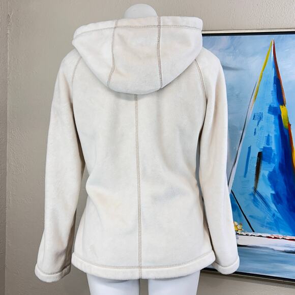 Kristen Blake Jacket Cream  Thick Ultra Soft Fleece Velour Hooded Zip Sz.M - Picture 3 of 7